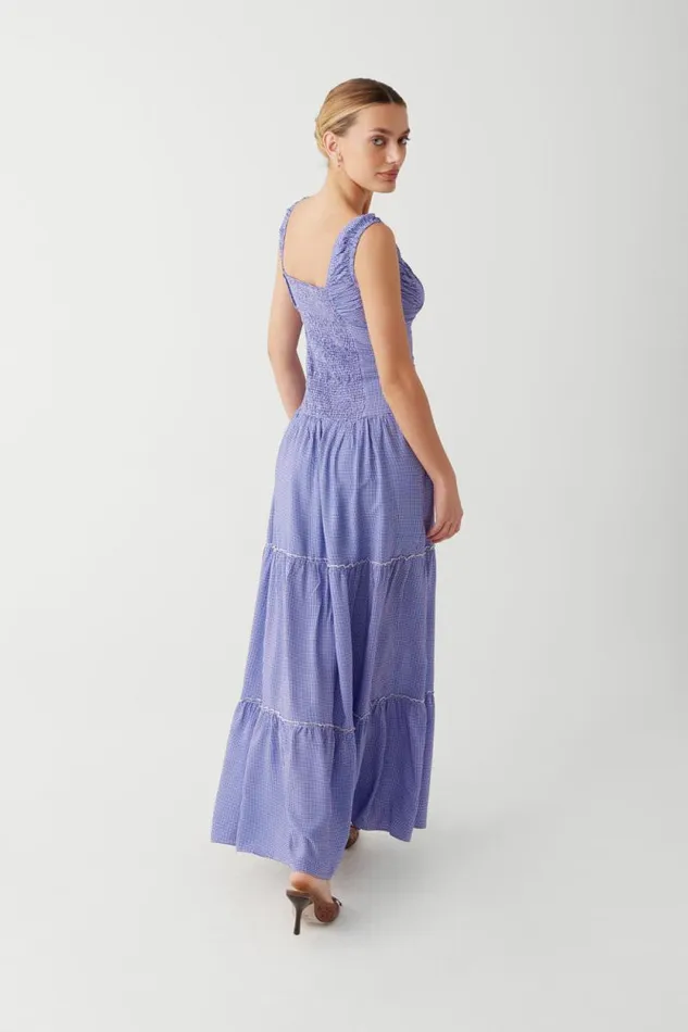 Frankies Bikinis Dresses Women Christabelle Ruffle Maxi Dress Sailor Gingham