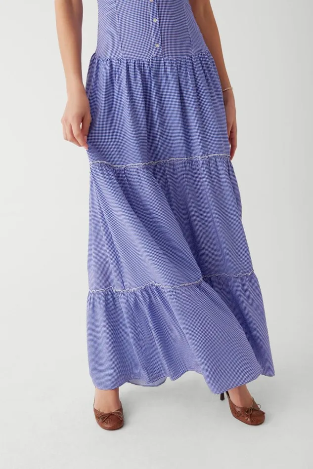 Frankies Bikinis Dresses Women Christabelle Ruffle Maxi Dress Sailor Gingham