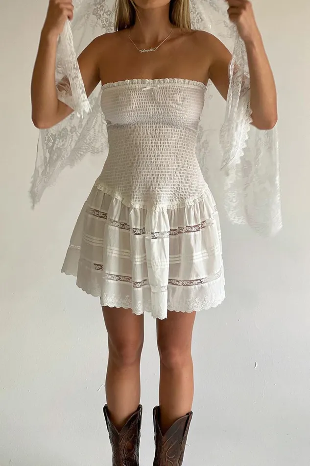 Frankies Bikinis Dresses Women Day Princess Mini Dress White