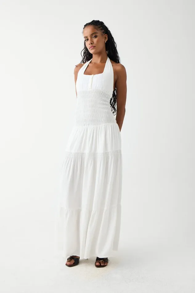 Frankies Bikinis Dresses Women River Halter Maxi Dress White