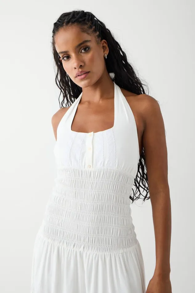 Frankies Bikinis Dresses Women River Halter Maxi Dress White