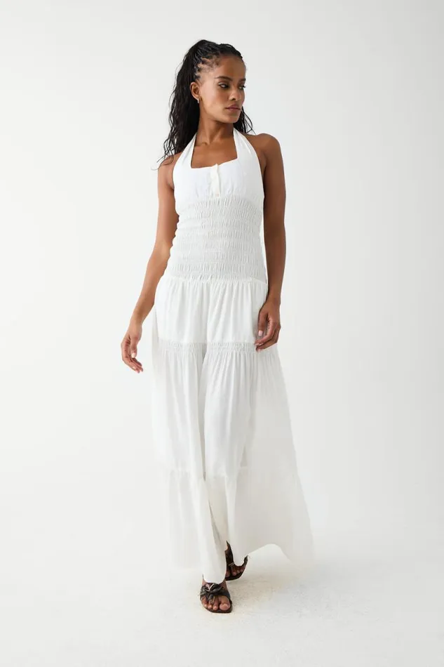 Frankies Bikinis Dresses Women River Halter Maxi Dress White