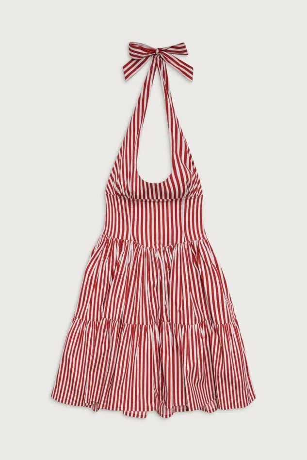 Frankies Bikinis Dresses Women Tulsa Halter Midi Dress Scarlet Stripe
