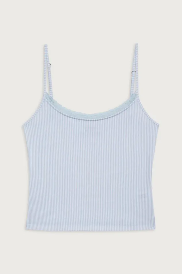 Frankies Bikinis Matching Sets Women Farmhouse Striped Cotton Camisole Sleepy Stripe