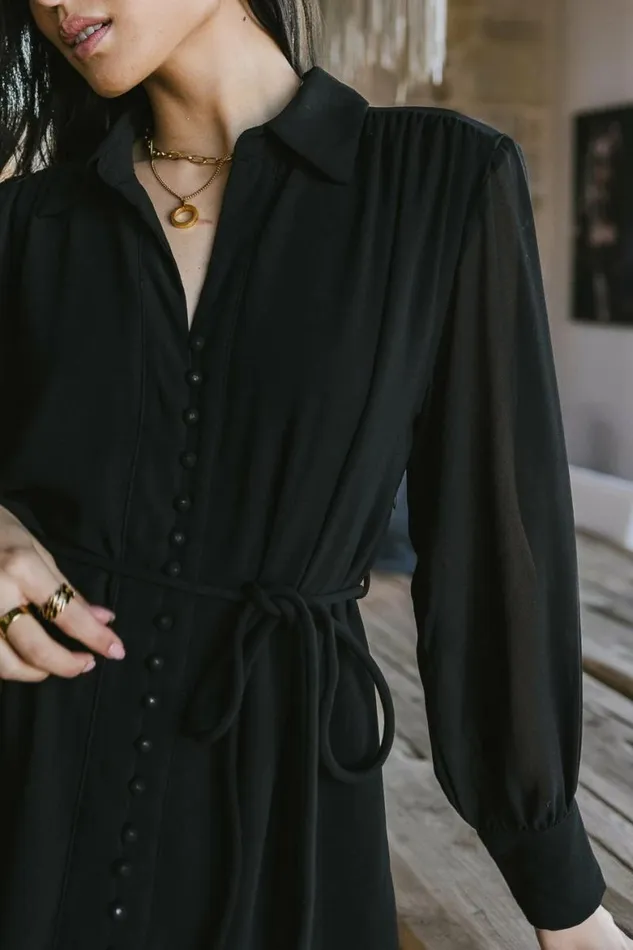 Gabriella Button Up Dress Black Women Bohme Dresses