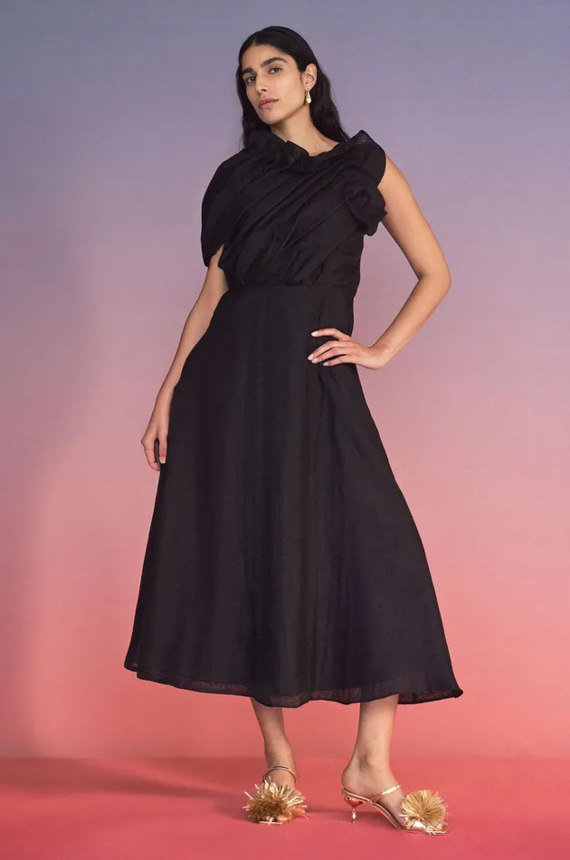 Genesis Midi Dress Black Women Aje Bridesmaid Dresses