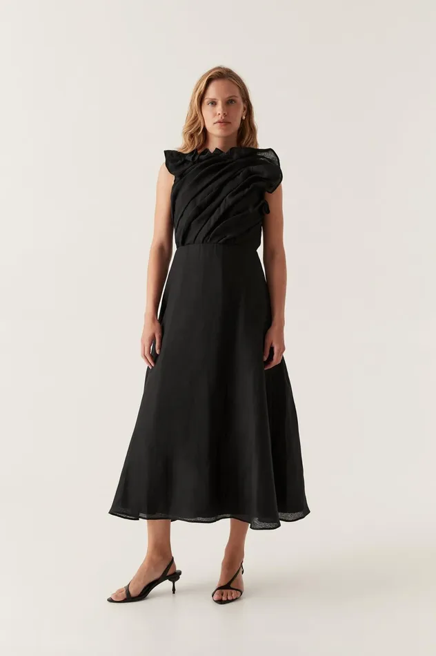 Genesis Midi Dress Black Women Aje Bridesmaid Dresses