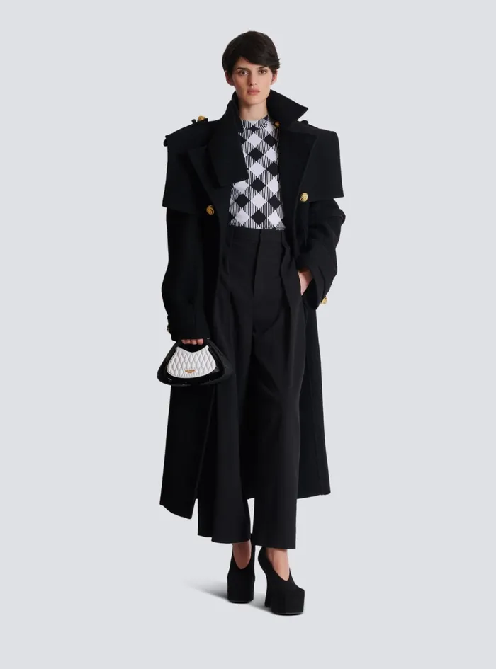 Gingham Button Tshirt Black Women Balmain TShirts
