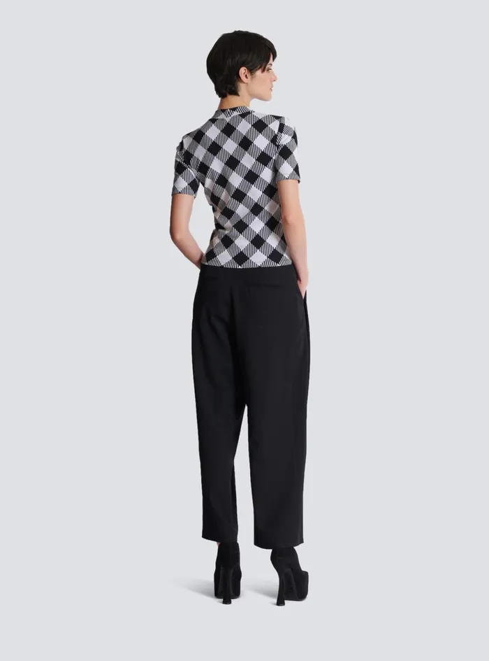 Gingham Button Tshirt Black Women Balmain TShirts