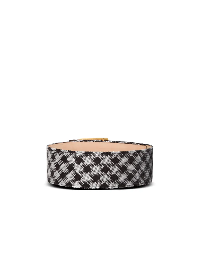 Gingham Embroidered BBelt Black Women Balmain Belts