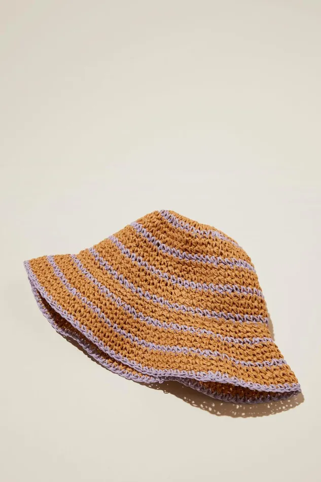 Girls 214Boys 214 Hats and Beanies Cotton On Crochet Bucket Hat Naturallilac Drop