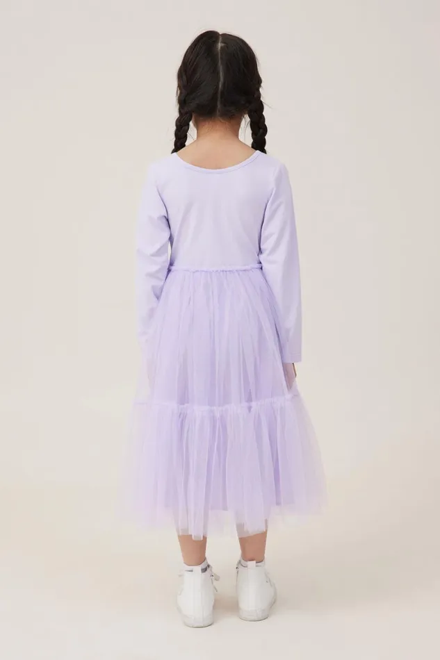 Girls 214 Dresses Cotton On Iris Long Sleeve Dress Vintage Lilacrainbow
