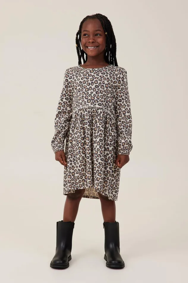 Girls 214 Dresses Cotton On Savannah Long Sleeve Dress Rainy Dayleo Leopard