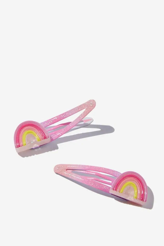 Girls 214 Hair Accessories Cotton On Sadie Snap Clips Ombre Glitter Rainbows