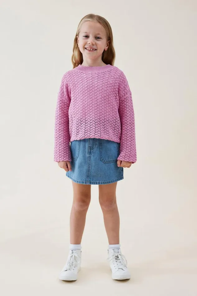 Girls 214 Jackets and Sweaters Cotton On Ruby Knit Jumper Pink Gerbera