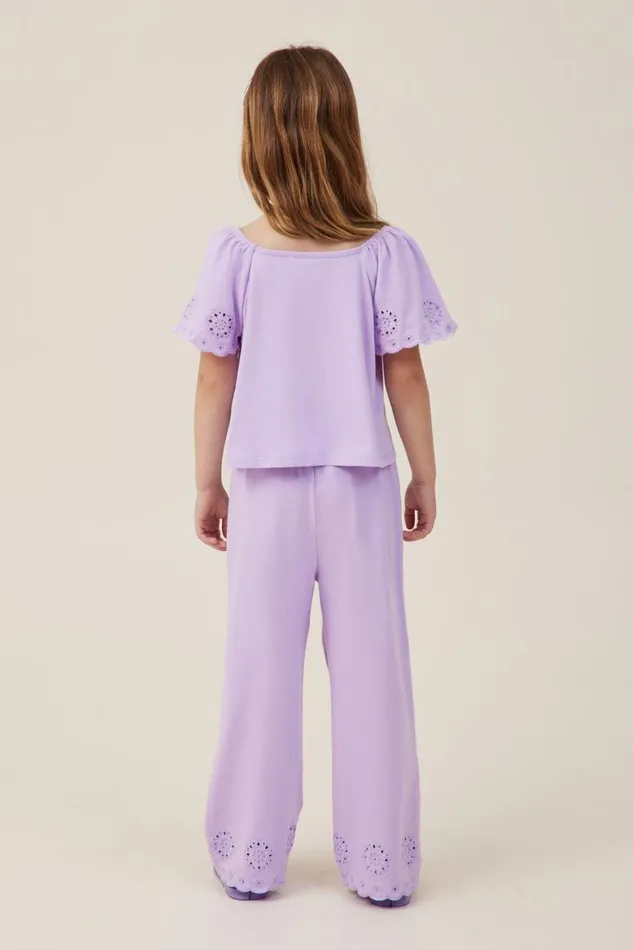 Girls 214 Leggings Pants and Jeans Cotton On Piper Broderie Pant Lilac Drop