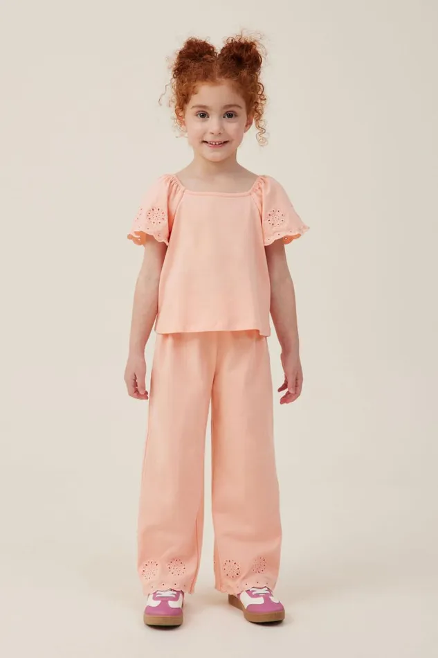 Girls 214 Leggings Pants and Jeans Cotton On Piper Broderie Pant Tropical Orange