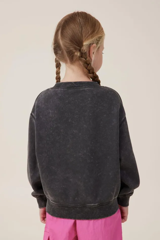 Girls 214 Sweatshirts and Sweatpants Cotton On License Dusty Fleece Crew Neck Lcn Mat Barbie Logophantom Wash