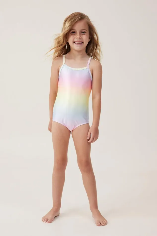 Girls 214 Swimwear Cotton On Eloise One Piece Rainbow Sugar Gradient