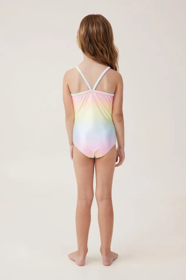 Girls 214 Swimwear Cotton On Eloise One Piece Rainbow Sugar Gradient
