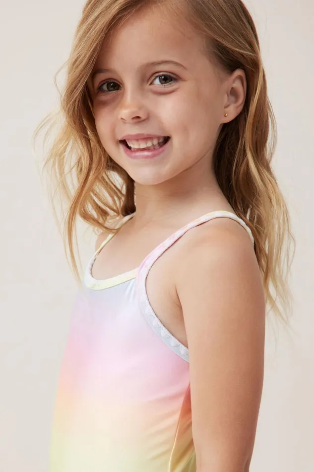 Girls 214 Swimwear Cotton On Eloise One Piece Rainbow Sugar Gradient