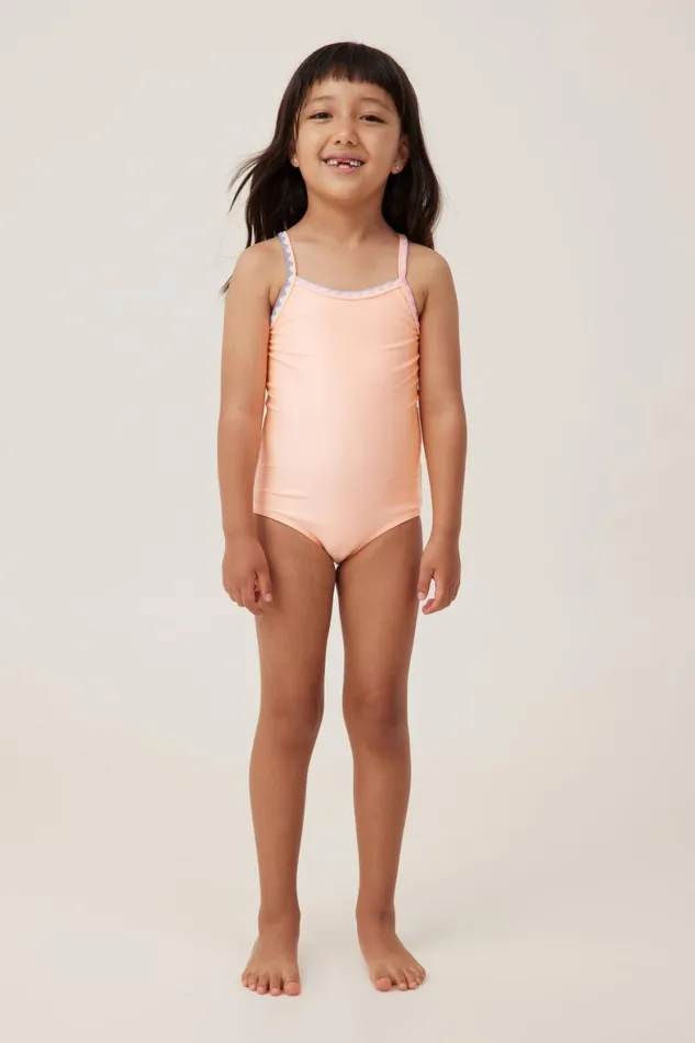 Girls 214 Swimwear Cotton On Eloise One Piece Tropical Orange