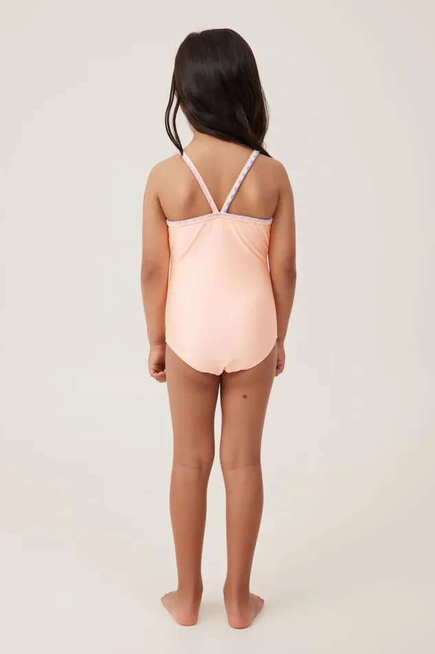 Girls 214 Swimwear Cotton On Eloise One Piece Tropical Orange
