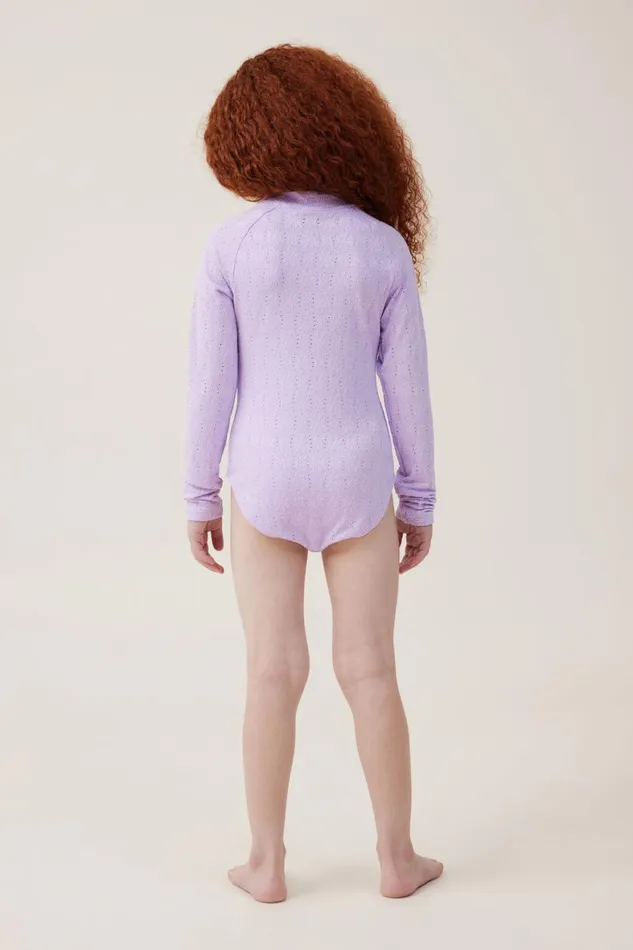 Girls 214 Swimwear Cotton On Lydia One Piece Lilac Drop Broderie
