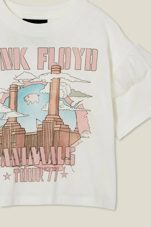 Girls 214 Tops and TShirts Cotton On License Party Short Sleeve Top Lcn Per Pink Floyd Animal Tour 77vanilla