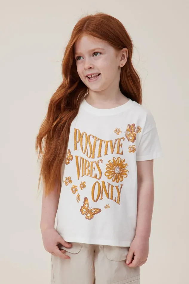 Girls 214 Tops and TShirts Cotton On Poppy Short Sleeve Print Tee Vanillapositive Vibes