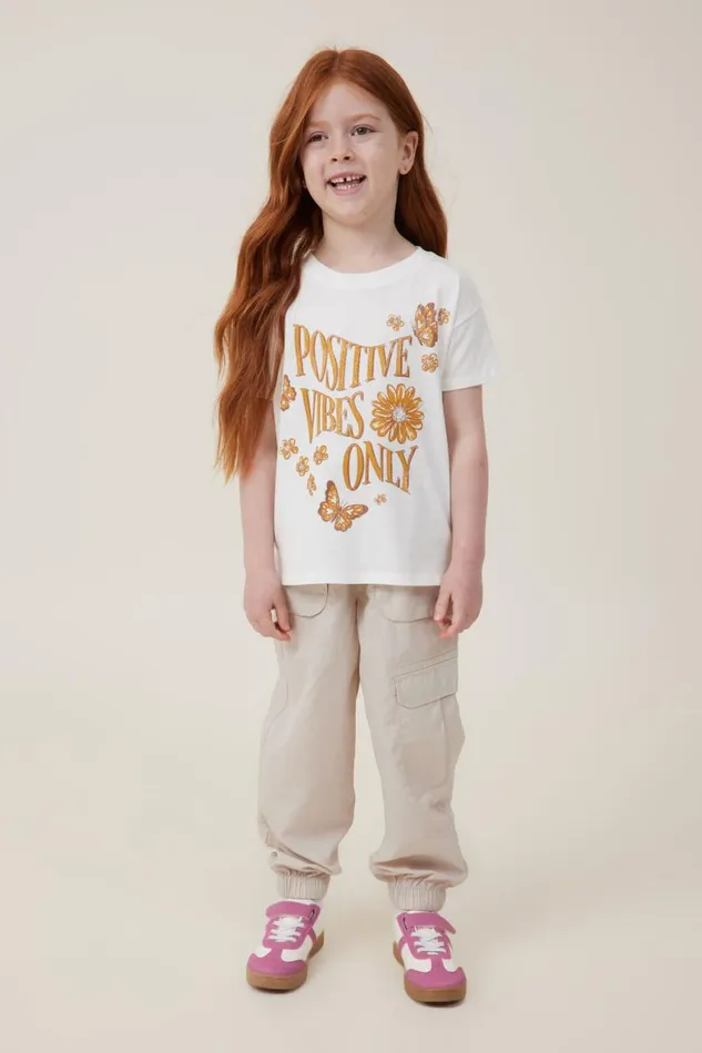 Girls 214 Tops and TShirts Cotton On Poppy Short Sleeve Print Tee Vanillapositive Vibes