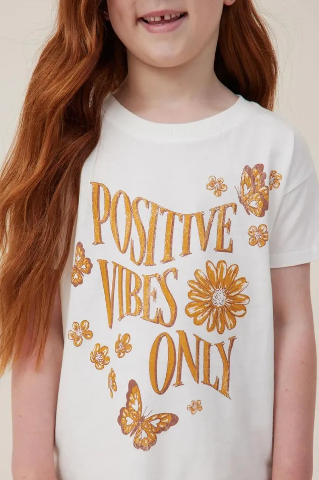 Girls 214 Tops and TShirts Cotton On Poppy Short Sleeve Print Tee Vanillapositive Vibes