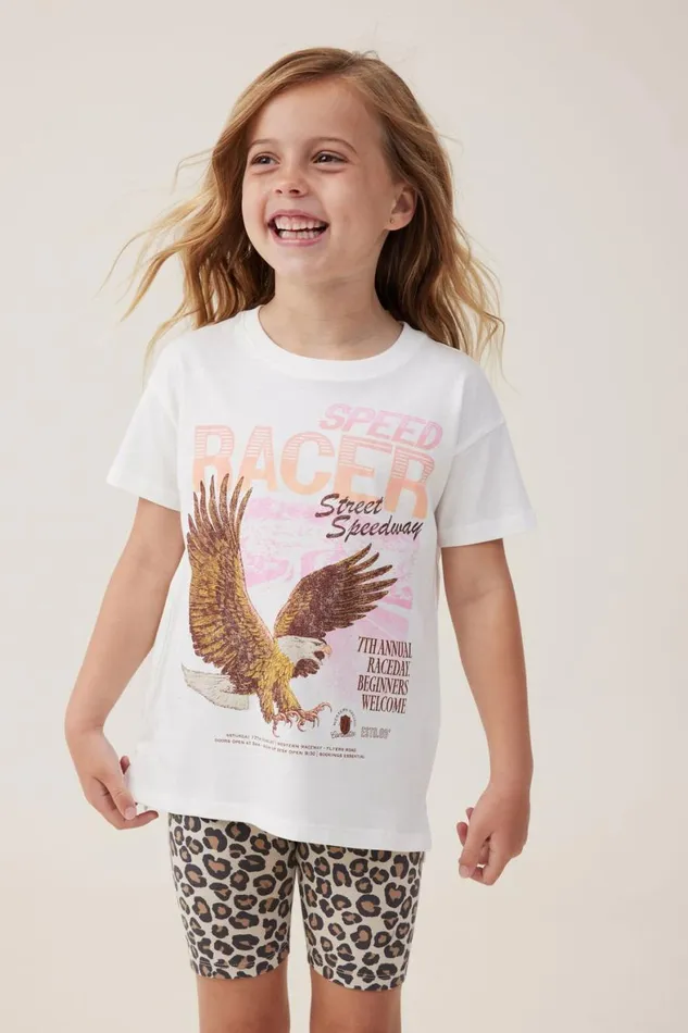Girls 214 Tops and TShirts Cotton On Poppy Short Sleeve Print Tee Vanillaspeed Racer
