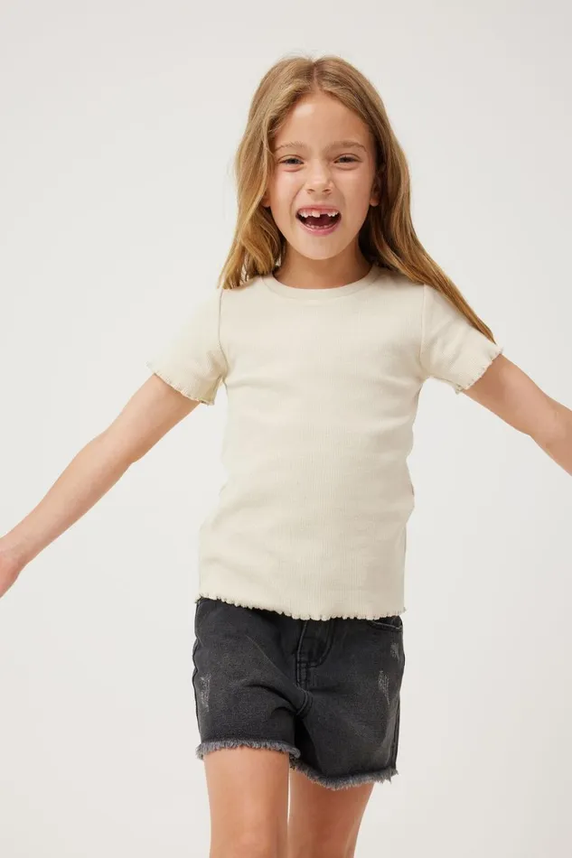 Girls 214 Tops and TShirts Cotton On Raya Rib Baby Tee Rainy Day
