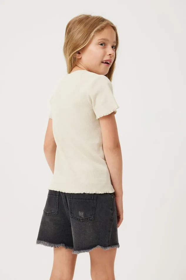 Girls 214 Tops and TShirts Cotton On Raya Rib Baby Tee Rainy Day