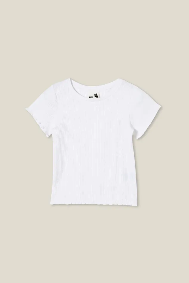 Girls 214 Tops and TShirts Cotton On Raya Rib Baby Tee White Rib