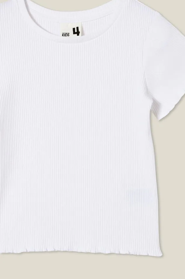 Girls 214 Tops and TShirts Cotton On Raya Rib Baby Tee White Rib