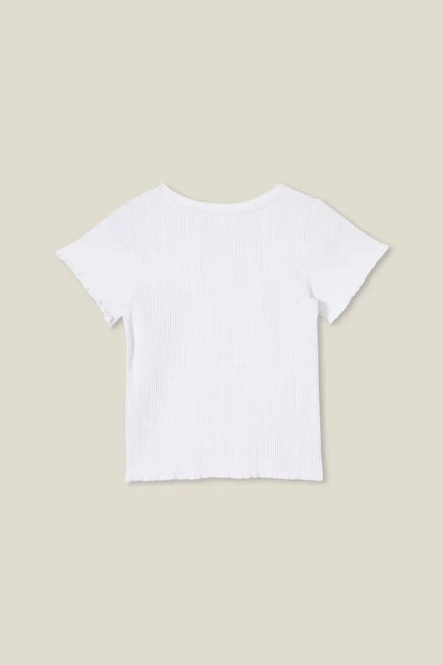 Girls 214 Tops and TShirts Cotton On Raya Rib Baby Tee White Rib