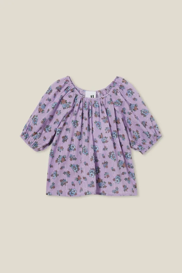 Girls 214 Tops and TShirts Cotton On Willow Short Sleeve Top Lilac Dropava Ditsy