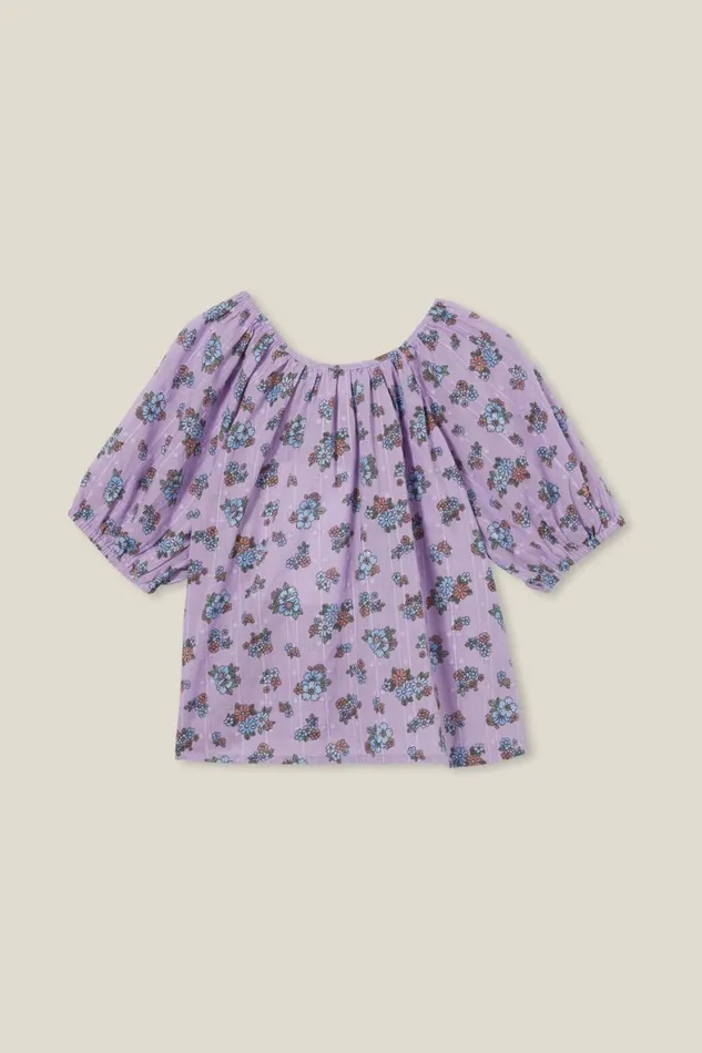 Girls 214 Tops and TShirts Cotton On Willow Short Sleeve Top Lilac Dropava Ditsy
