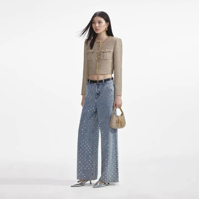 Gold Boucle Crescent Bag Women Self Portrait Micro Gold Boucle Crescent Bag Women Self Portrait Micro