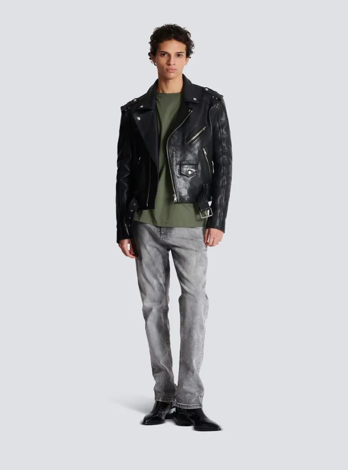 Grey Denim Regularfit Jeans Grey Men Balmain Denim