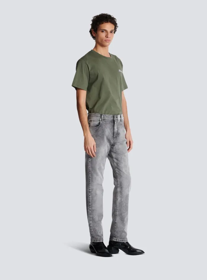 Grey Denim Regularfit Jeans Grey Men Balmain Denim