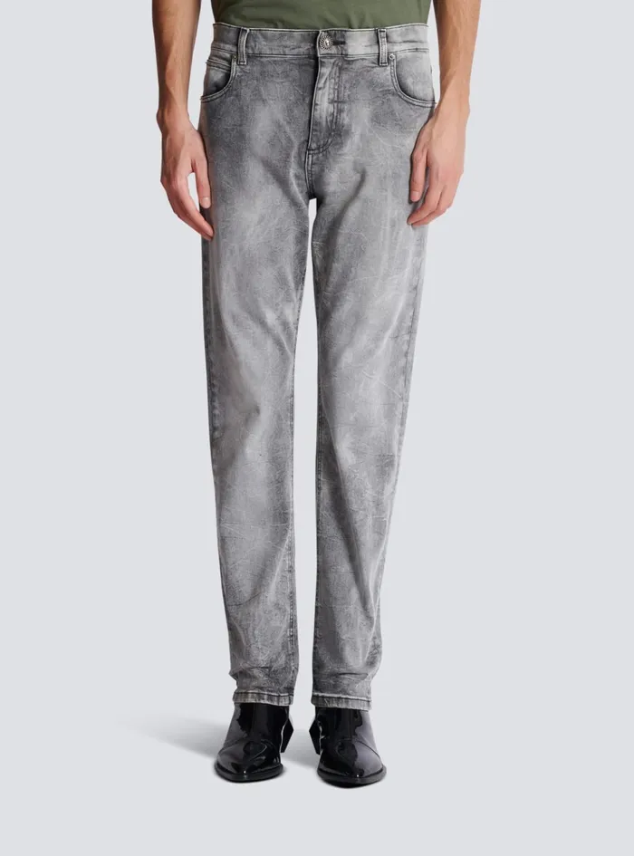 Grey Denim Regularfit Jeans Grey Men Balmain Denim