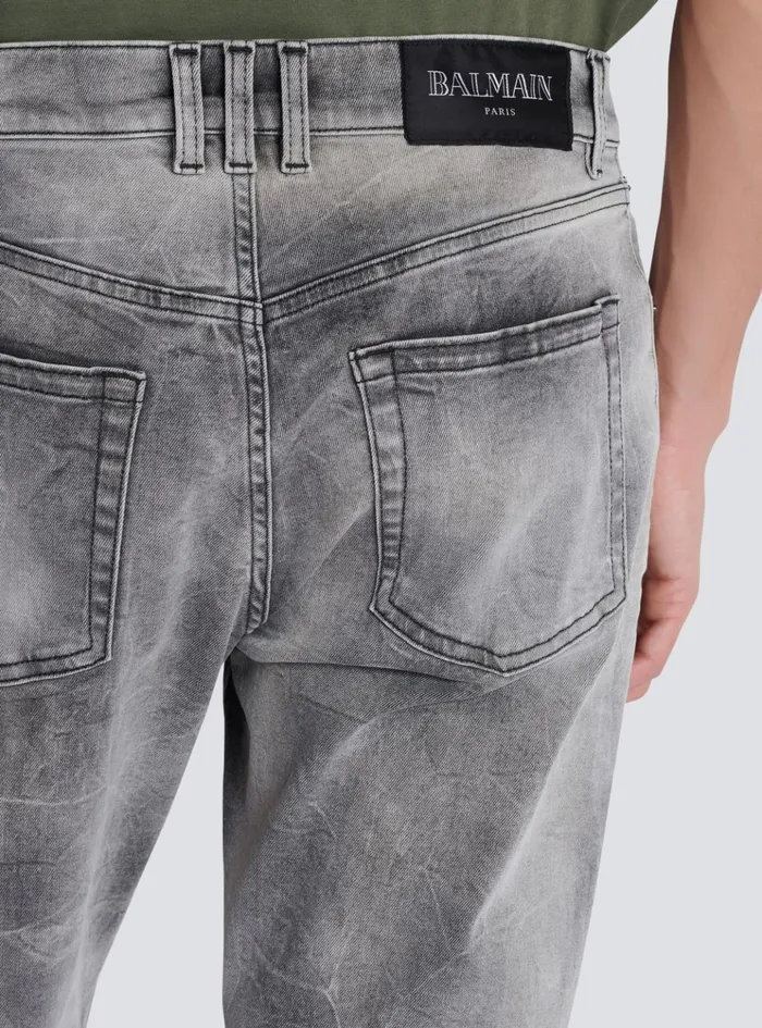 Grey Denim Regularfit Jeans Grey Men Balmain Denim