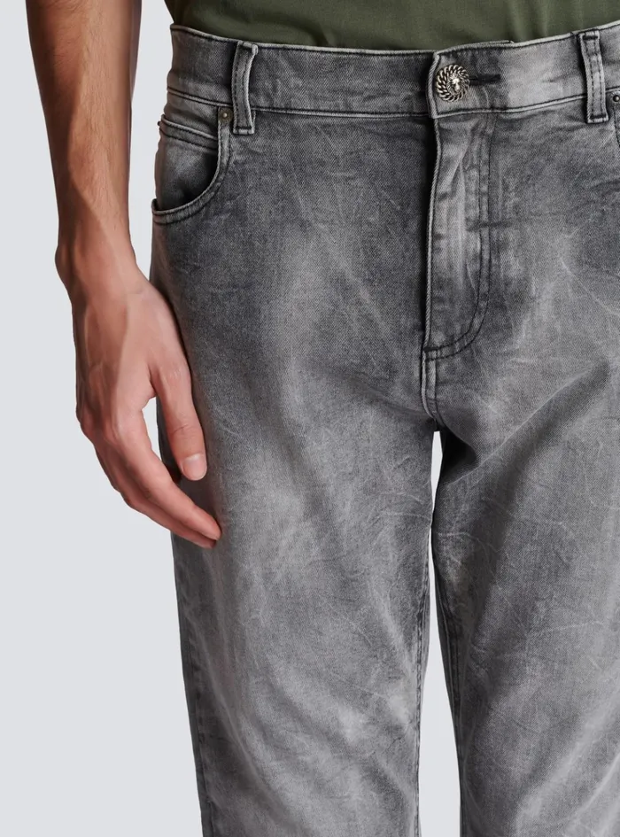Grey Denim Regularfit Jeans Grey Men Balmain Denim