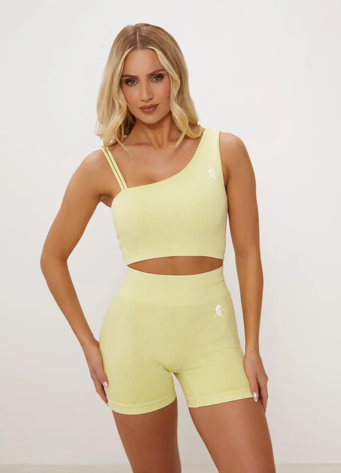 Gym King CoOrds Women Formation Asymmetric Bra 8211 Washed Lemon Sherbet