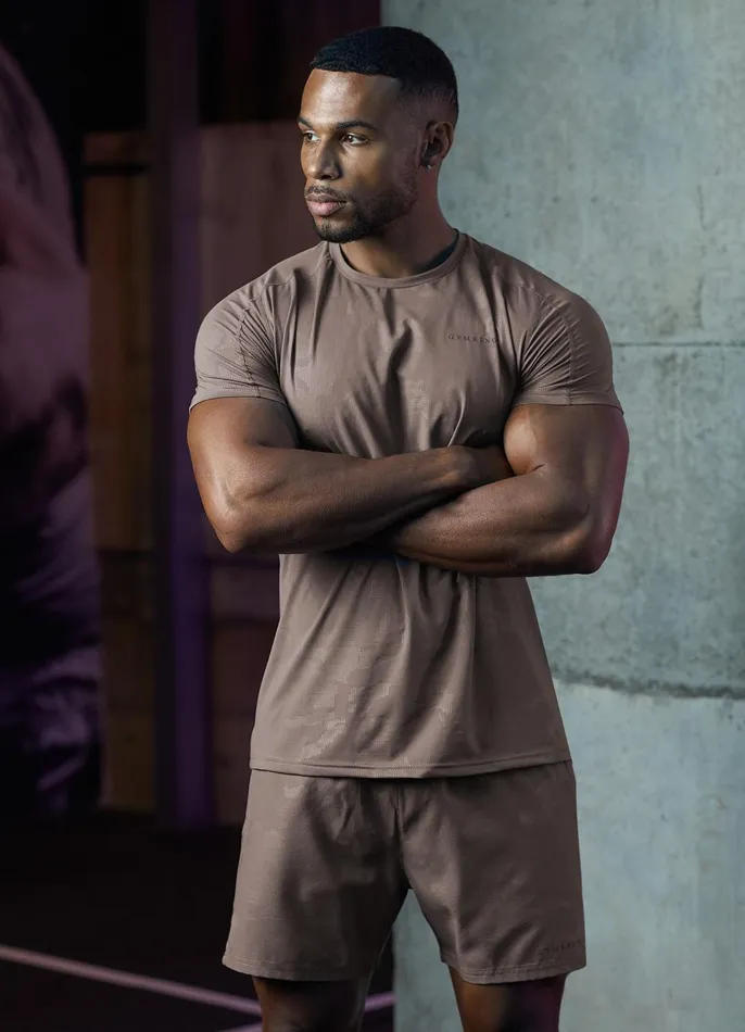 Gym King Gymwear Men Debossed Camo Tee 8211 Iron