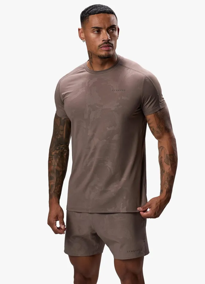 Gym King Gymwear Men Debossed Camo Tee 8211 Iron