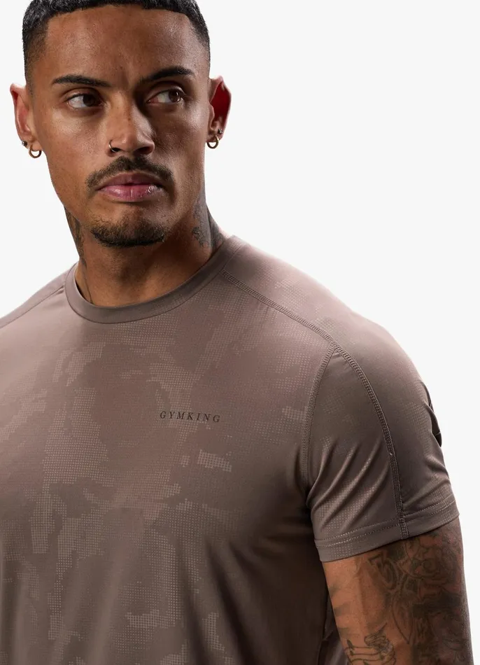 Gym King Gymwear Men Debossed Camo Tee 8211 Iron